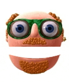 a cartoon character with glasses , a mustache , and a beard .