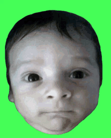 a baby 's face is shown on a green screen