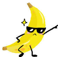 a cartoon of a banana wearing sunglasses dancing