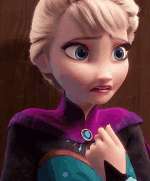 a close up of a cartoon character with a surprised expression on her face