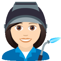 a cartoon of a woman wearing a welding helmet and holding a torch