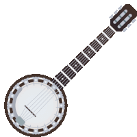 a drawing of a banjo with a black neck