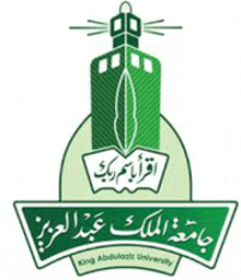 a green and white logo for king abdulaziz university with arabic writing on it .