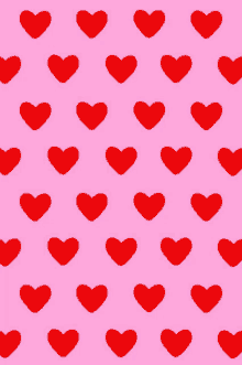 pink background with red hearts on it