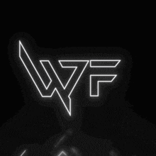 a neon sign that says wf in white on a black background