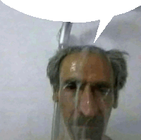 a man with a speech bubble above his head