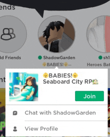 a screenshot of a chat with shadow garden