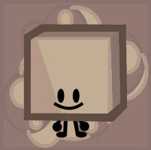 a cartoon drawing of a cube with a smiling face