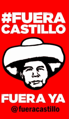 a red poster with a man wearing a sombrero and the words fuera castillo