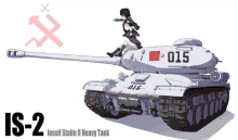 a drawing of a girl sitting on top of a tank with the numbers 015 on it