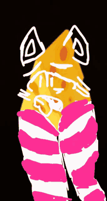 a drawing of a spongebob character wearing pink and white striped pants