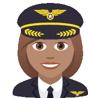 an illustration of a female pilot wearing a hat with wings and a star