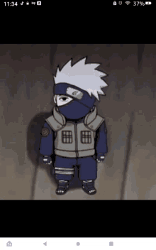 a cartoon of kakashi sharingan from naruto wearing a mask and a jacket .