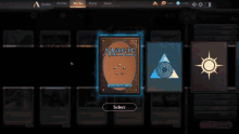 a screenshot of a magic the gathering game with a select button at the bottom