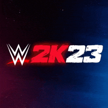 a red white and blue logo for a video game called w 2k23