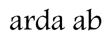 the word arda ab is written in black letters on a white background