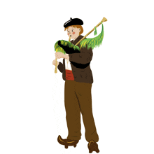 a cartoon of a man playing a bagpipe