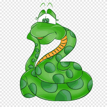 a green snake with polka dots on it 's skin