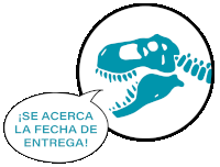 a speech bubble with a picture of a dinosaur and the words se acerca la fecha de entrega