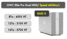 a owc elite pro dual hdd / speed 460m / s raid 0