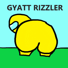 a drawing of a yellow among us character with the name gyatt rizzler