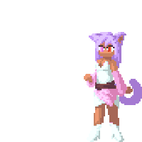 a pixel art of a cat girl with purple hair