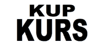 a black and white logo that says kup kurs on a white background