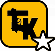 a logo for a video game called grand theft auto with a gun and a star