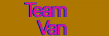 a pink and blue logo for team van on a brown background