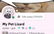 a picture of a cat with a speech bubble that says ' my pet lizard '