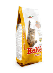 a yellow bag of fresh keke cat food