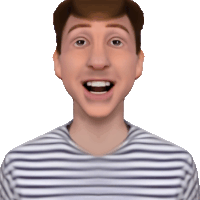 a man in a striped shirt is making a funny face