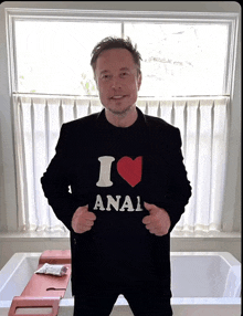 elon musk is wearing a shirt that says i love anal