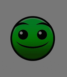 a green smiley face with black eyes and a smile on it