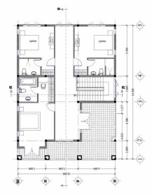 a floor plan of a house with a balcony and stairs