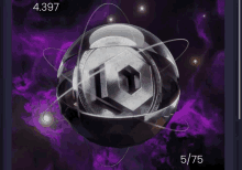 a coin with the number 10 on it is surrounded by purple smoke