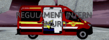 a red van with the words regulament intern smurd on the side