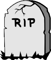 a black and white drawing of a gravestone with the word rip on it