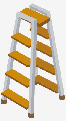 a ladder with wooden steps and a white frame