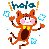 an illustration of a cat wearing a bow tie with the words hola written above it