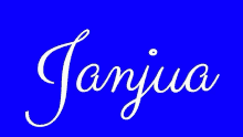 a blue background with the word janjia in white letters