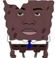 a cartoon drawing of a spongebob squarepants character wearing a suit and tie .