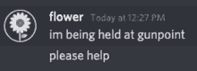 a screenshot of a message from a person named flower