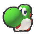 a sticker of a green yoshi from super mario bros with a big mouth .