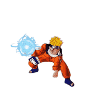 a cartoon character named naruto is holding a blue ball