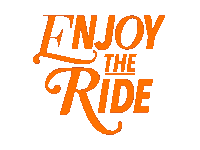 an orange logo that says enjoy the ride