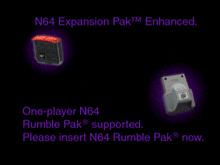 n64 expansion pak enhanced one-player n64 rumble pak supported