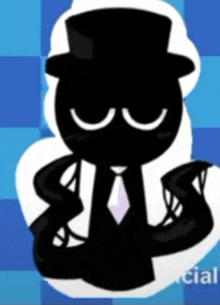 a cartoon character with a top hat and tie