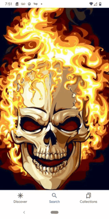 a skull with fire coming out of it 's mouth