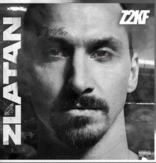 a black and white photo of a man with the word zlatan on the bottom right